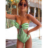 Seksualus pilvo tuščiaviduris dryžuotas bandeau vientisas monokini maudymosi kostiumėlio dizainerio maudymosi kostiumėlis vasaros banglenčių sportui