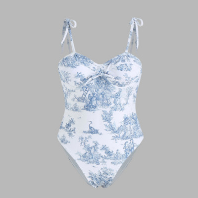Moteriškas retro stiliaus maudymosi kostiumėlis su sijonu atostogų paplūdimio suknelių dizainerio maudymosi kostiumėlis mėlynai margintas vasaros banglenčių kostiumas