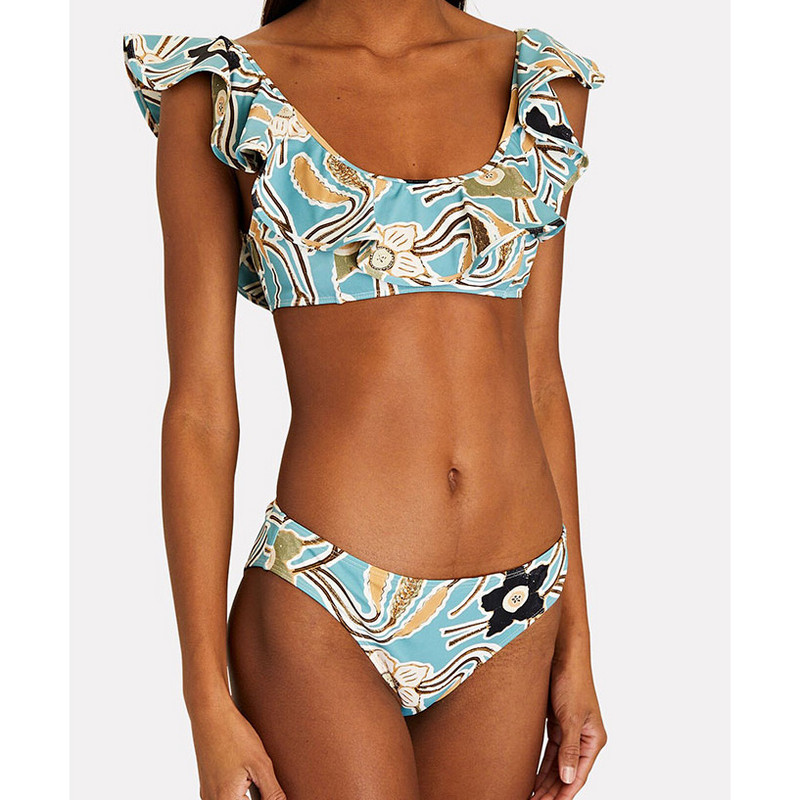 Moteriški retro stiliaus maudymosi kostiumėliai, 2022 m., moteriški raukiniai bikiniai, margintas vientisas maudymosi kostiumėlis, šventinė paplūdimio suknelė Seksuali suvarstoma vasara