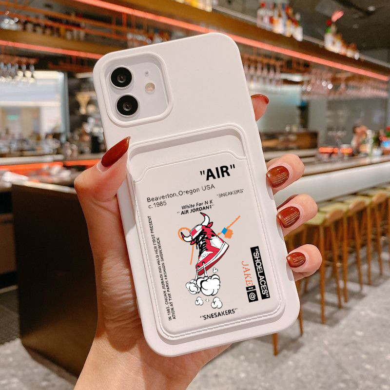Ins Off AIR Sports Gamintojas Sneaker Etiketės Piniginės kortelės telefono dėklas, skirtas iPhone 14ProMax 11 12 13Pro XS XR 7 8 14Plus Baltas Galinis dangtelis