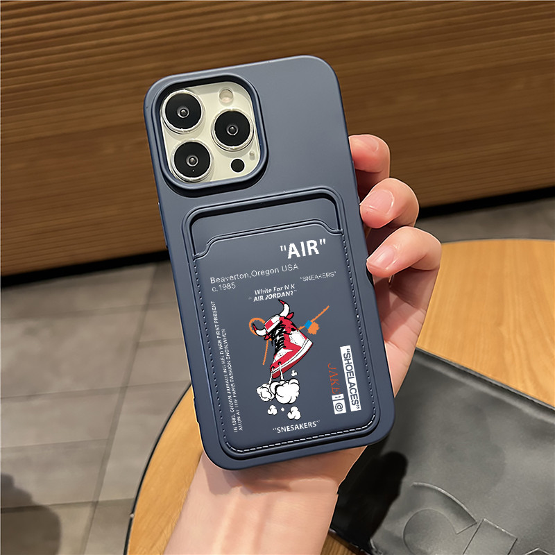 Ins Off AIR Sports Gamintojas Sneaker Etiketės Piniginės kortelės telefono dėklas, skirtas iPhone 14ProMax 11 12 13Pro XS XR 7 8 14Plus Baltas Galinis dangtelis