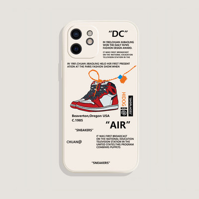 Madingi SNEAKERS Off AIR Sportiniai batai Firminio telefono dėklas, skirtas iPhone 11 13 14 Pro Max 12 Mini XS XR 7 8Plus balta etiketė galinis viršelis