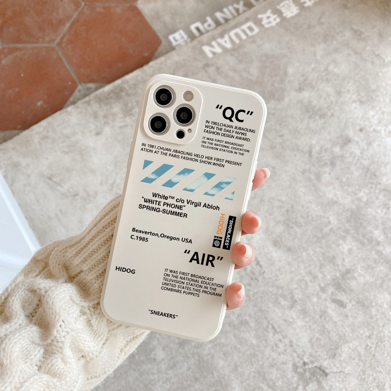 Madingi SNEAKERS Off AIR Sportiniai batai Firminio telefono dėklas, skirtas iPhone 11 13 14 Pro Max 12 Mini XS XR 7 8Plus balta etiketė galinis viršelis