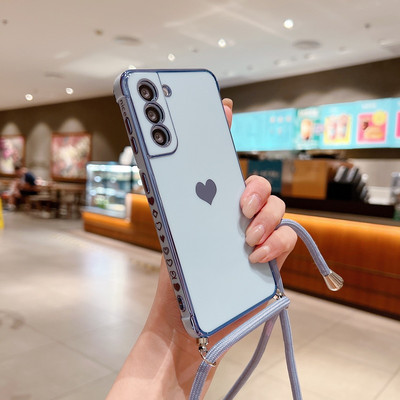 Crossbody Strap laido telefono dėklas, skirtas Samsung Galaxy S22 S23 Ultra S21 Plus S20 FE A53 A52 A13 A12 A33 padengtas širdies dirželio dangtelis