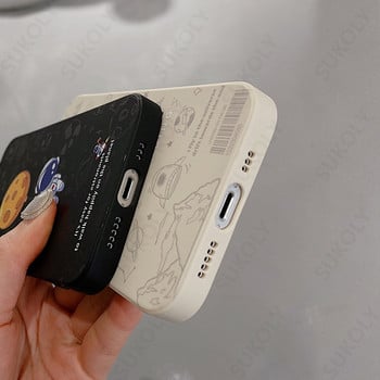 Квадратен сладък астронавт силиконов калъф за шнур за Samsung S23 S22 S21 Ultra S20 S21 FE A12 A21S A32 A50 A51 A71 A52 A72 A53 Funda