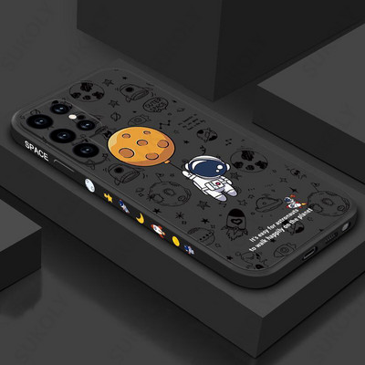Kvadratinis mielas astronautų silikoninis dirželio dėklas, skirtas Samsung S23 S22 S21 Ultra S20 S21 FE A12 A21S A32 A50 A51 A71 A52 A72 A53 Funda