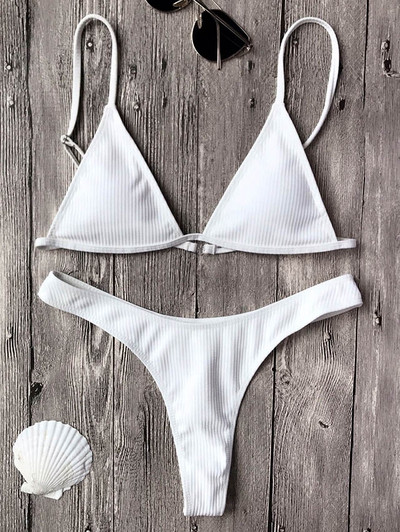 Bandeau Tanga bikini Rebrasti bikini 2022. Seksi bikini set s visokim izrezom Brazilski kupaći kostim s tangama, kupaći kostim, ženski kupaći kostim za djevojčice