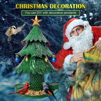 Τροφοδότης πουλιών για κατοικίδια Διανομέας τροφών για κατοικίδια χριστουγεννιάτικο δέντρο σε σχήμα εξωτερικού χώρου Κρεμαστός τροφοδότης ιπτάμενων ζώων Εργαλείο αυτόματης σίτισης ποδιών