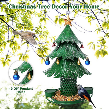 Τροφοδότης πουλιών για κατοικίδια Διανομέας τροφών για κατοικίδια χριστουγεννιάτικο δέντρο σε σχήμα εξωτερικού χώρου Κρεμαστός τροφοδότης ιπτάμενων ζώων Εργαλείο αυτόματης σίτισης ποδιών