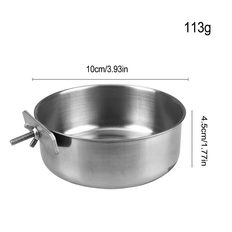 Paukščių dubuo papūgos lesyklos maisto talpa su griebtuvu nerūdijančio plieno vandens narvelio dubuo, skirtas papūgų lovebird Conure Cockatiel