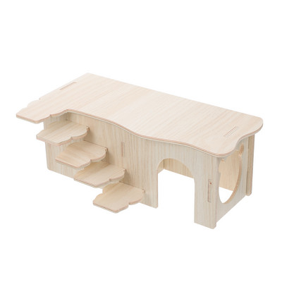 Casă de ascunzătoare din lemn pentru hamsteri, cățărare pentru animale, șobolan chinchilla, jucărie din lemn, scară, jucării, șoarece, pădure, ascundere, castel, loc de joacă pentru animale de companie
