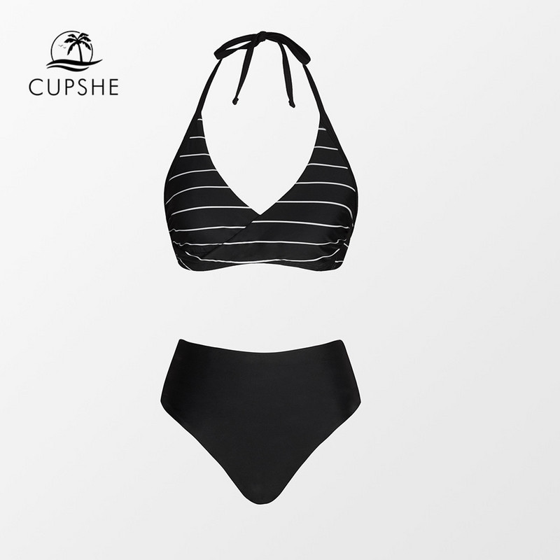 CUPSHE Kompleti bikinija s reverzibilnim donjim dijelom srednjeg struka Ženski seksi dvodijelni kupaći kostim za plažu 2023.