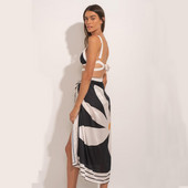 Madingi marginti maudymosi kostiumėliai 2 dalių maudymosi kostiumėlis su dangteliu atostogų paplūdimio suknelė Seksuali suvarstoma aukštu juosmeniu Paplūdimio apranga vasara