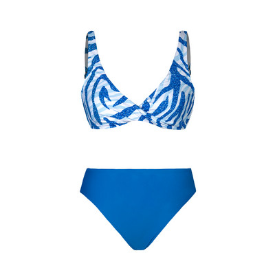 CUPSHE Blue Zebra Print Twist Mid Waist bikini rinkiniai maudymosi kostiumėliai moterims Seksualūs dviejų dalių paplūdimio drabužiai 2023 m. maudymosi kostiumėlis maudymosi kostiumėlis
