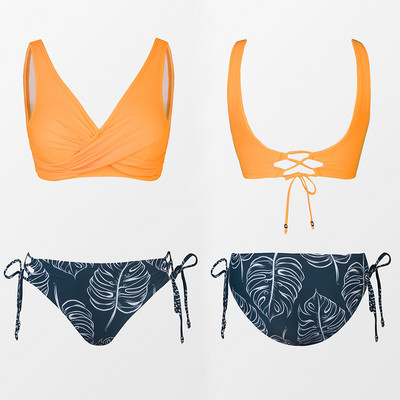 CUPSHE geltono ir citrininio rašto bikinio rinkiniai iki juosmens vidurio, moteriški seksualūs suvarstomi dviejų dalių maudymosi kostiumėliai, 2023 m. nauji paplūdimio maudymosi kostiumėliai