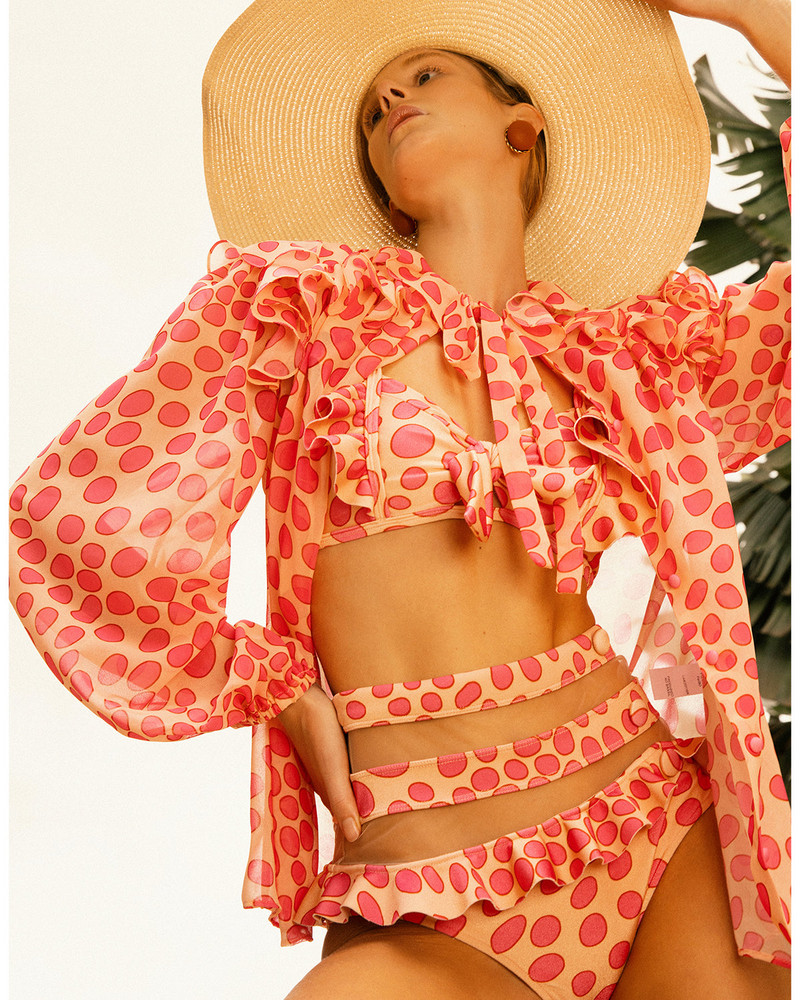 Bikini cu volane la modă, costum de baie de designer, decupat sexy, costum de baie pentru femei, îmbrăcăminte de plajă de vară, costum de baie cu talie înaltă