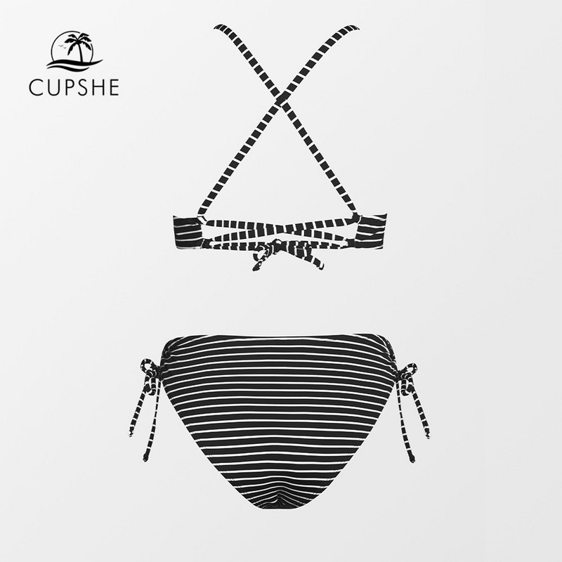 CUPSHE Kompleti bikinija s prugama i trokutom srednjeg struka, kupaći kostimi za žene, seksi dvodijelni kupaći kostimi na vezanje, kupaći kostimi za plažu 2023.