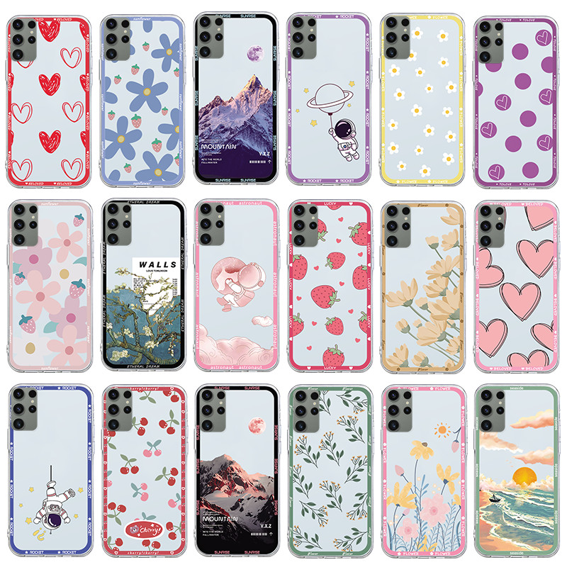 Skirtas Samsung Galaxy S23 Ultra Plus s23+ 5G S 23 Case Coque, skirtas Samsung GalaxyS23 GalaxyS23Ultra Flowers Fundas Shell buferio dangtelis