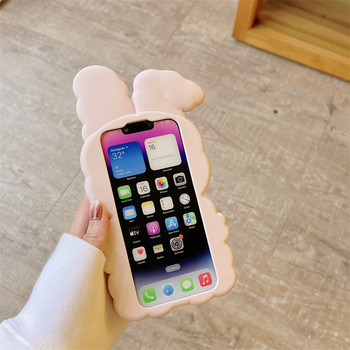 Κορεάτικη θήκη Cute Cartoon Rabbit pink θήκη τηλεφώνου για iPhone 14 13 12 11 Pro Max 14pro 14plus 13pro Προστατευτικό μαλακό κάλυμμα σιλικόνης