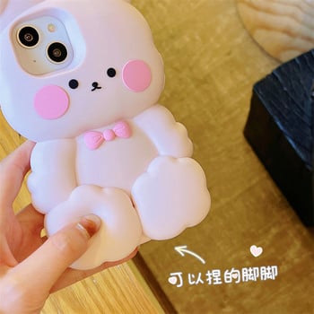 Κορεάτικη θήκη Cute Cartoon Rabbit pink θήκη τηλεφώνου για iPhone 14 13 12 11 Pro Max 14pro 14plus 13pro Προστατευτικό μαλακό κάλυμμα σιλικόνης