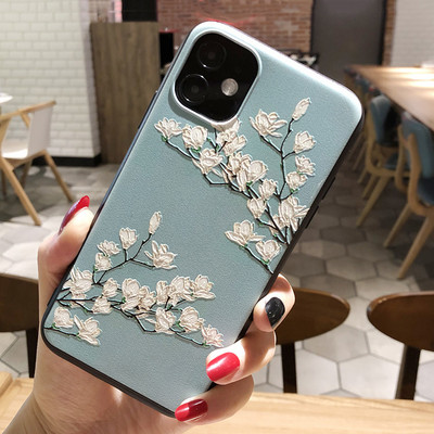 Θήκη τηλεφώνου 3D Relief για θήκη Samsung S21 FE Floral κάλυμμα σιλικόνης για Samsung Galaxy S21 Plus Ultra 5G Θήκη Fundas S21FE