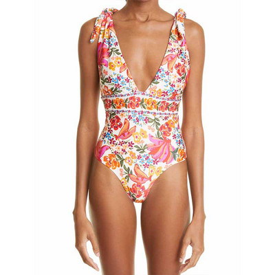 Fashion Print Deep V One Piece Μαγιό Holiday Beach Wear Σχεδιαστής μαγιό Καλοκαιρινό σέρφινγκ