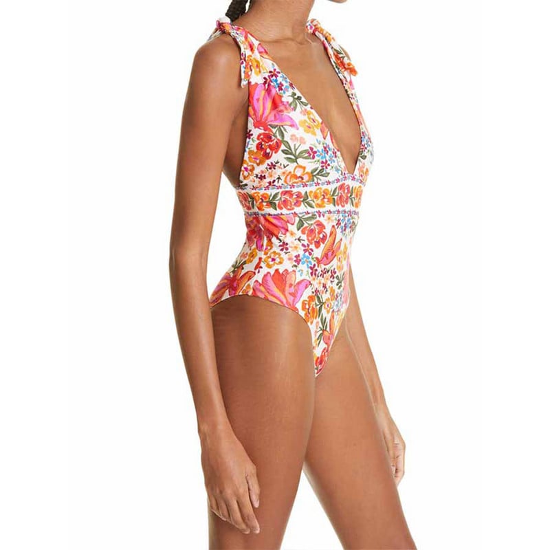 Mados spausdinimas „Deep V One Piece“ maudymosi kostiumėlis atostogų paplūdimyje dizainerio maudymosi kostiumėlis vasaros banglenčių sportui