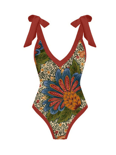 Madingas margintas bikinio rinkinys Prašmatnus vientisas maudymosi kostiumėlis su Deep-v paplūdimio apranga Vasarinis moteriškas maudymosi kostiumėlis be nugaros