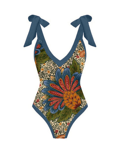 Madingas margintas bikinio rinkinys Prašmatnus vientisas maudymosi kostiumėlis su Deep-v paplūdimio apranga Vasarinis moteriškas maudymosi kostiumėlis be nugaros