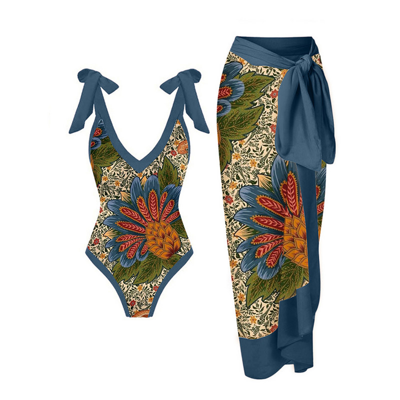 Madingas margintas bikinio rinkinys Prašmatnus vientisas maudymosi kostiumėlis su Deep-v paplūdimio apranga Vasarinis moteriškas maudymosi kostiumėlis be nugaros