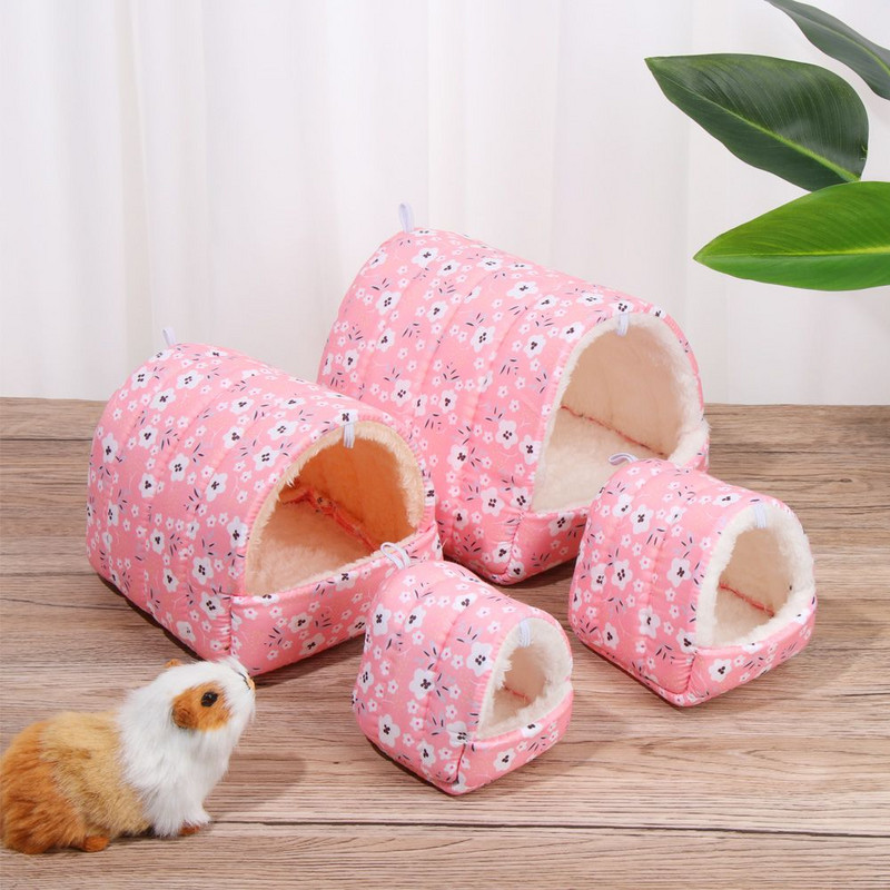 Spalvingas žiemos patogus mini narvas šiltas kilimėlis mažo gyvūno miegamoji lova Žiurkėno namas jūrų kiaulytės lizdas