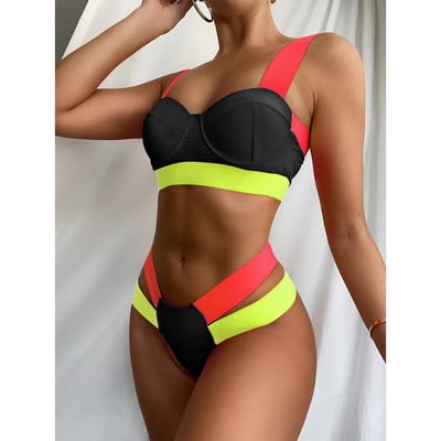 2023-as új szexi bikini fekete Push Up fürdőruha női fürdőruha Splicing fürdőruha Strand fürdőruha