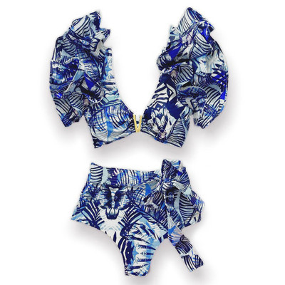 Seksualus V kaklo raukinis bikinis, moteriškas 2023 m. naujas maudymosi kostiumėlio raštas bikinio rinkinys Push Up maudymosi kostiumėliai Mieli bikini paplūdimio drabužiai, maudymosi