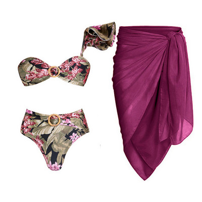 The Shoulder Swimwear Fashion Printed Two Piece Ruffled Bikini Set Designer Swimsuit Hhigh Waist Swimwear Vintage μαγιό