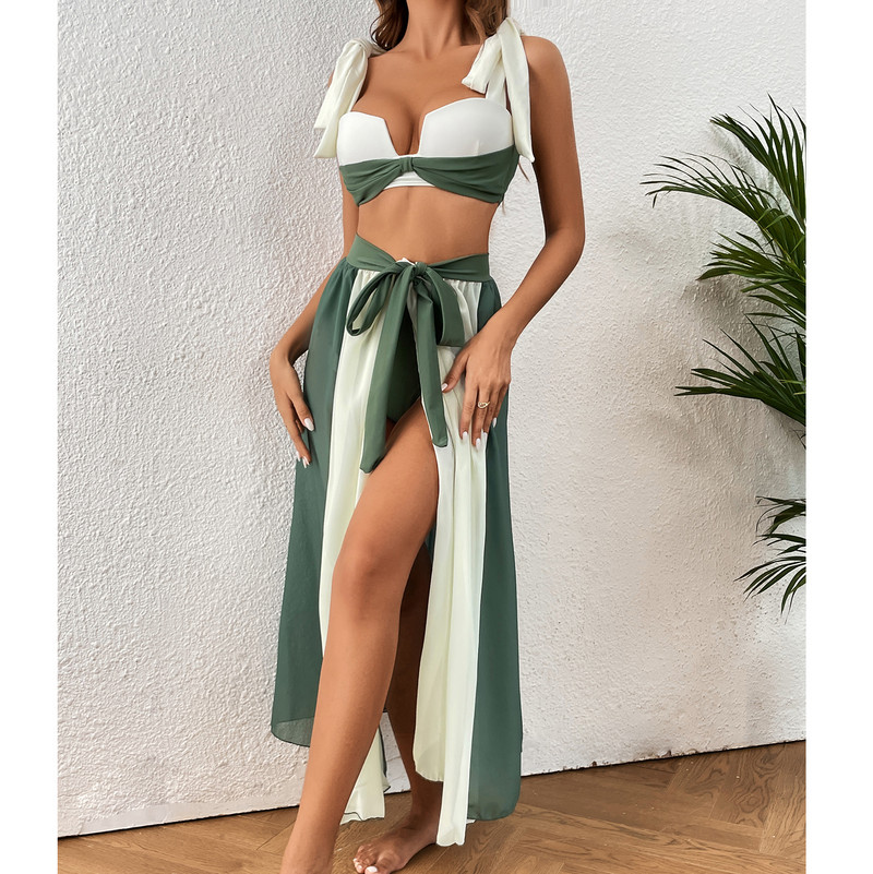 2023-as szexi V nyakú bikini fürdőruha női fürdőruha Push Up kötőfék brazil bikini szett Patchwork strandruházat fürdőruhák biquini