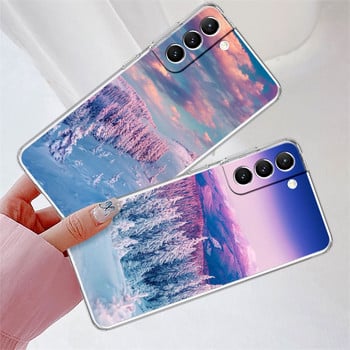 Μωβ Winter Mountain Landscape Case Funda για Samsung Galaxy S20 FE S10 Lite S22 Ultra 5G S10e S21 Plus S9 S20FE Bag Soft