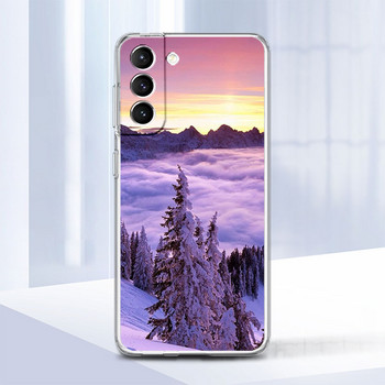 Μωβ Winter Mountain Landscape Case Funda για Samsung Galaxy S20 FE S10 Lite S22 Ultra 5G S10e S21 Plus S9 S20FE Bag Soft
