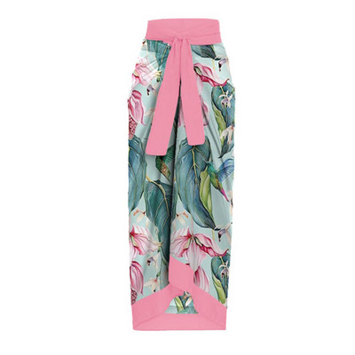 Моден комплект бикини с щампи от две части Бански костюм от две части и прикритие Бански костюми със средна талия с V-образно деколте Плажно облекло Дамски бански костюм