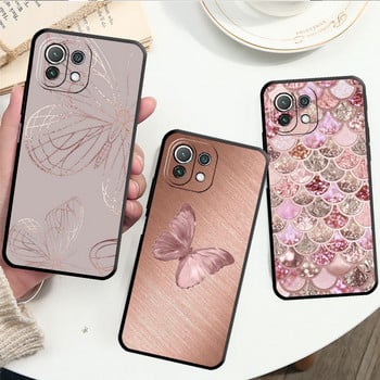 Μαύρο χρυσό Pink Rose Glitter Hearts Θήκη τηλεφώνου για Samsung Galaxy M30s M31 M51 M13 M12 M33 M23 M32 5G M22 M52 Θήκες προφυλακτήρα