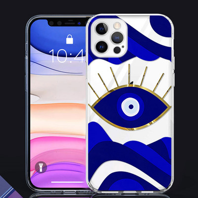 Husa de telefon cu imprimeu albastru Evil Eye pentru iPhone 13 Pro 12 Mini 11 7 8 14 Plus X XS Max XR SE 12 13 14 Husa din spate Coque