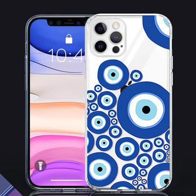 Husa de telefon cu imprimeu albastru Evil Eye pentru iPhone 13 Pro 12 Mini 11 7 8 14 Plus X XS Max XR SE 12 13 14 Husa din spate Coque
