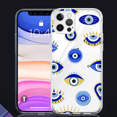 Husa de telefon cu imprimeu albastru Evil Eye pentru iPhone 13 Pro 12 Mini 11 7 8 14 Plus X XS Max XR SE 12 13 14 Husa din spate Coque