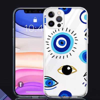Husa de telefon cu imprimeu albastru Evil Eye pentru iPhone 13 Pro 12 Mini 11 7 8 14 Plus X XS Max XR SE 12 13 14 Husa din spate Coque