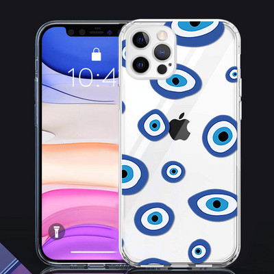 Husa de telefon cu imprimeu albastru Evil Eye pentru iPhone 13 Pro 12 Mini 11 7 8 14 Plus X XS Max XR SE 12 13 14 Husa din spate Coque