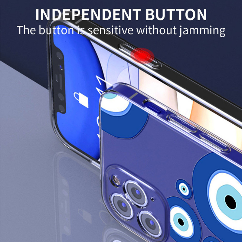Husa de telefon cu imprimeu albastru Evil Eye pentru iPhone 13 Pro 12 Mini 11 7 8 14 Plus X XS Max XR SE 12 13 14 Husa din spate Coque