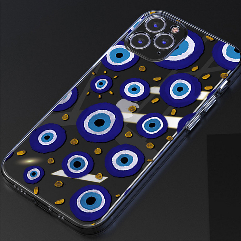 Husa de telefon cu imprimeu albastru Evil Eye pentru iPhone 13 Pro 12 Mini 11 7 8 14 Plus X XS Max XR SE 12 13 14 Husa din spate Coque