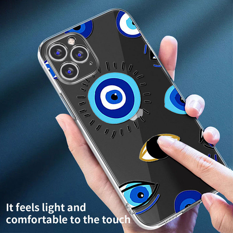 Husa de telefon cu imprimeu albastru Evil Eye pentru iPhone 13 Pro 12 Mini 11 7 8 14 Plus X XS Max XR SE 12 13 14 Husa din spate Coque