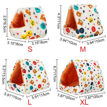 Сладка зимна топла къща за хамстер Карикатурен принт Легло за спане на малки животни Морско свинче Гнездо Заек Катерица Плъхове Мини клетка Мека подложка