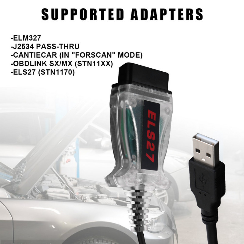 NAUJAS V2.3.7 ELS27 Forscan Car ELM327 OBD2 diagnostikos įrankio skaitytuvo kodų skaitytuvas, skirtas Mazda 3 CX5 6 Ford Focus MK2 MK3 Fiesta Lincoln