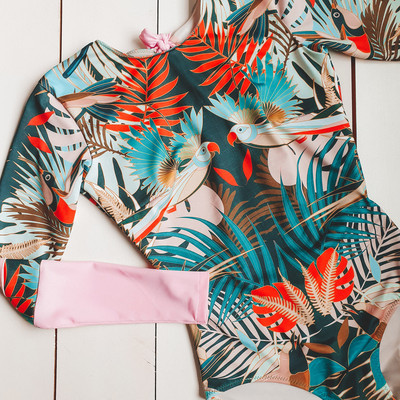 Jednodijelni kupaći kostim s cvjetnim printom Ženski kupaći kostim Monokini kupaći kostim dugih rukava Ženski bodi za surfanje Kupaći kostim za plažu